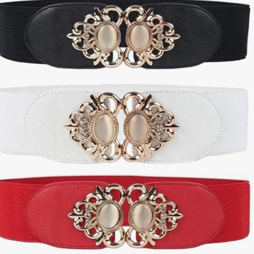 3 Pack Wide Elastic Stretch Waist Belt  NEW